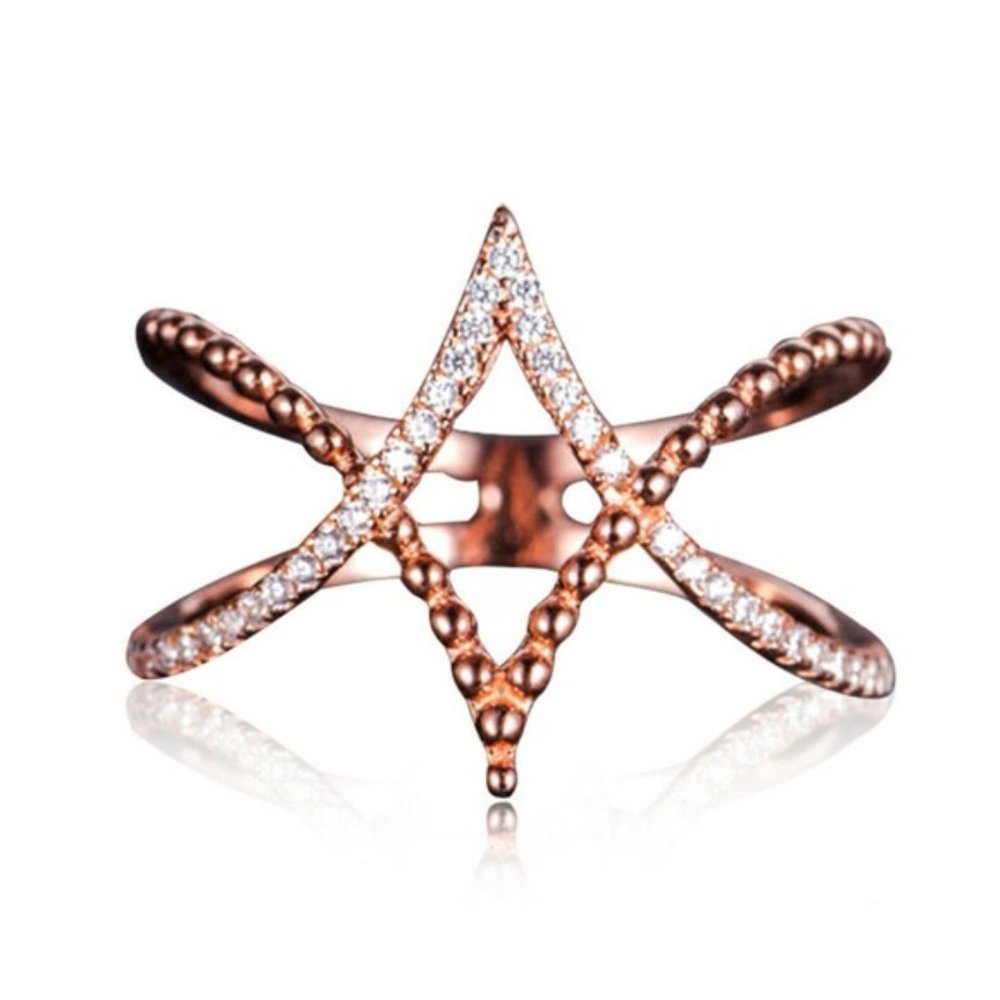 New Gorgeous Rose Gold Filled White Sapphire Ring - Picture 1 of 4